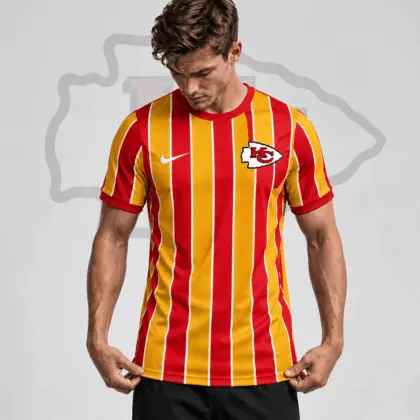 Kansas City Chiefs | Premium NFL Team Crest Vertical Stripe Performance Football Jersey NDN
