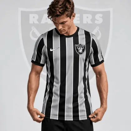 Las Vegas Raiders | Premium NFL Team Crest Vertical Stripe Performance Football Jersey NDN