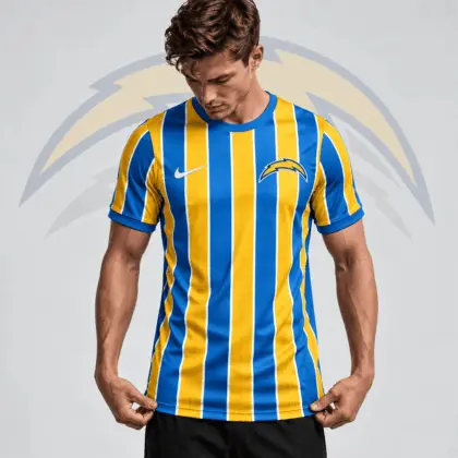 Los Angeles Chargers | Premium NFL Team Crest Vertical Stripe Performance Football Jersey NDN