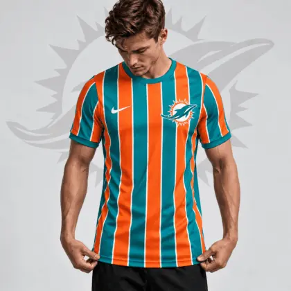 Miami Dolphins | Premium NFL Team Crest Vertical Stripe Performance Football Jersey NDN