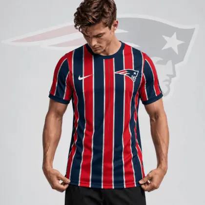 New England Patriots | Premium NFL Team Crest Vertical Stripe Performance Football Jersey NDN