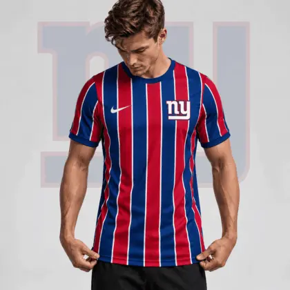 New York Giants | Premium NFL Team Crest Vertical Stripe Performance Football Jersey NDN