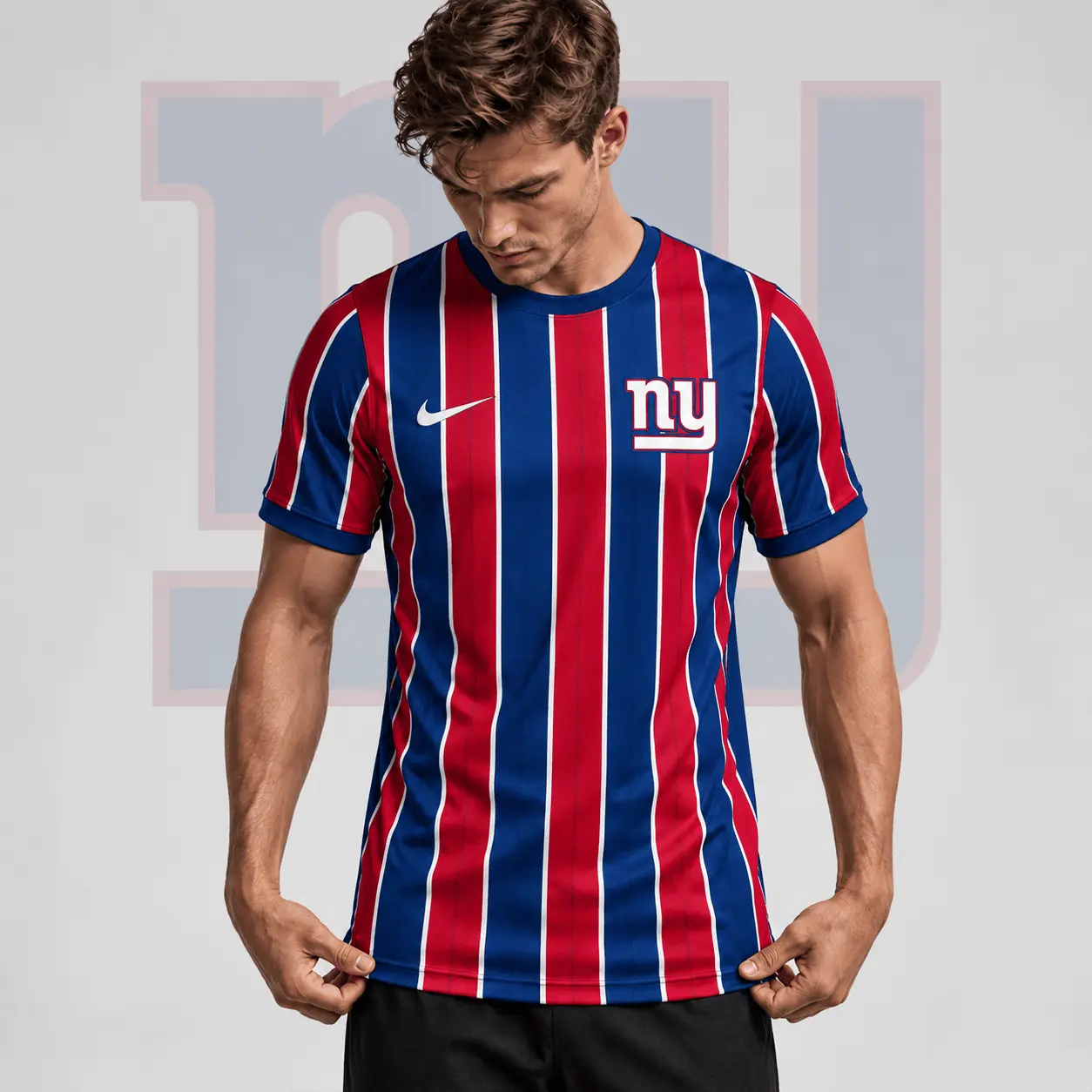 New York Giants | Premium NFL Team Crest Vertical Stripe Performance Football Jersey NDN