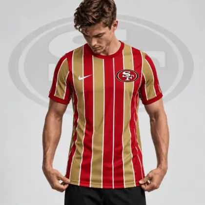 San Francisco 49ers | Premium NFL Team Crest Vertical Stripe Performance Football Jersey NDN