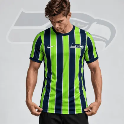 Seattle Seahawks | Premium NFL Team Crest Vertical Stripe Performance Football Jersey NDN