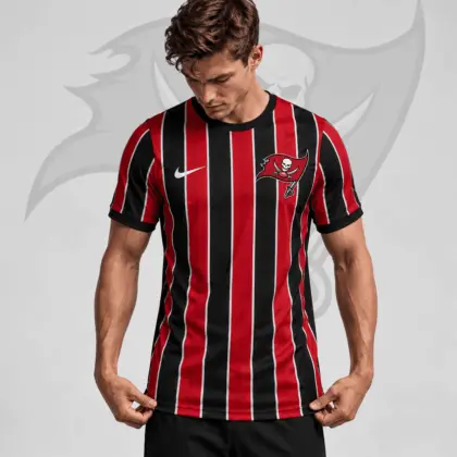Tampa Bay Buccaneers | Premium NFL Team Crest Vertical Stripe Performance Football Jersey NDN