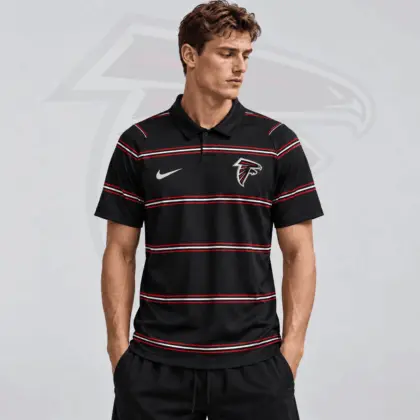 Atlanta Falcons | Premium NFL Team Crest Classic Horizontal Stripe Performance Polo Shirt NDN