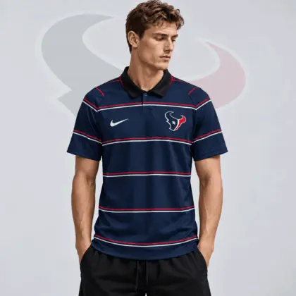 Houston Texans | Premium NFL Team Crest Classic Horizontal Stripe Performance Polo Shirt NDN