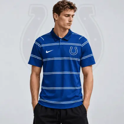Indianapolis Colts | Premium NFL Team Crest Classic Horizontal Stripe Performance Polo Shirt NDN