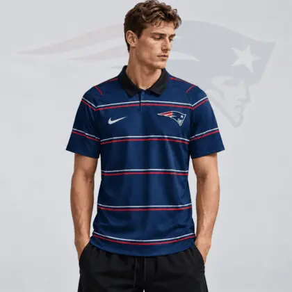 New England Patriots | Premium NFL Team Crest Classic Horizontal Stripe Performance Polo Shirt NDN