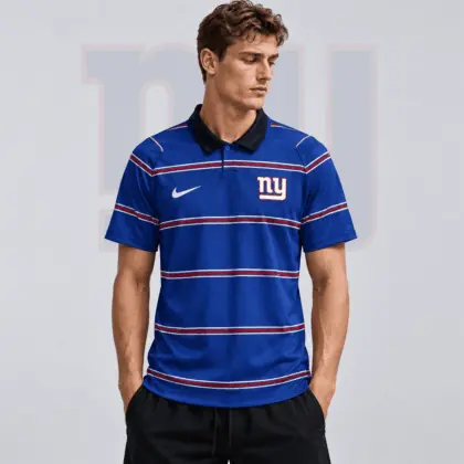 New York Giants | Premium NFL Team Crest Classic Horizontal Stripe Performance Polo Shirt NDN