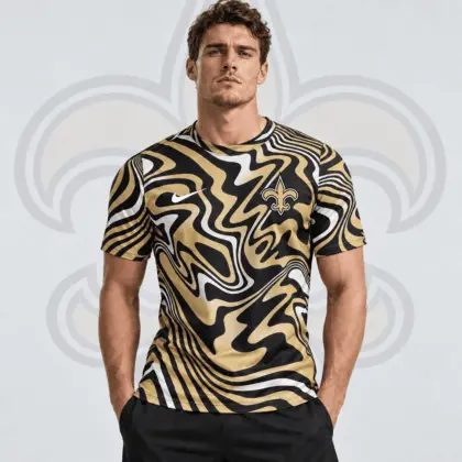 New Orleans Saints | Premium NFL Team Crest Abstract Wave All Over Print Performance T-Shirt NDN