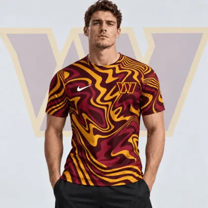 Washington Commanders | Premium NFL Team Crest Abstract Wave All Over Print Performance T-Shirt NDN