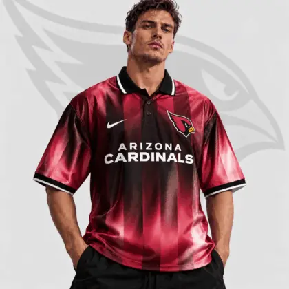Arizona Cardinals | Premium NFL Team Crest Vertical Stripe Retro Performance Polo Jersey NDN