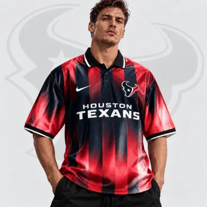 Houston Texans | Premium NFL Team Crest Vertical Stripe Retro Performance Polo Jersey NDN