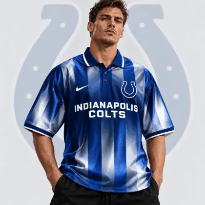 Indianapolis Colts | Premium NFL Team Crest Vertical Stripe Retro Performance Polo Jersey NDN
