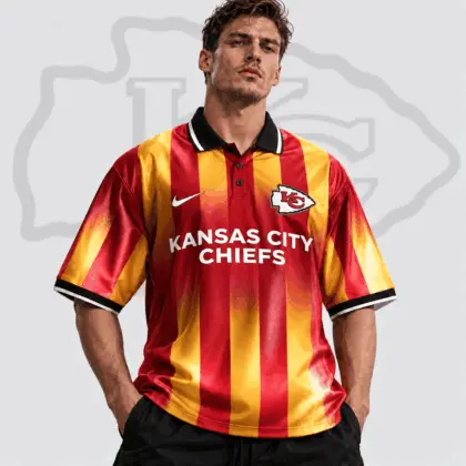 Kansas City Chiefs | Premium NFL Team Crest Vertical Stripe Retro Performance Polo Jersey NDN