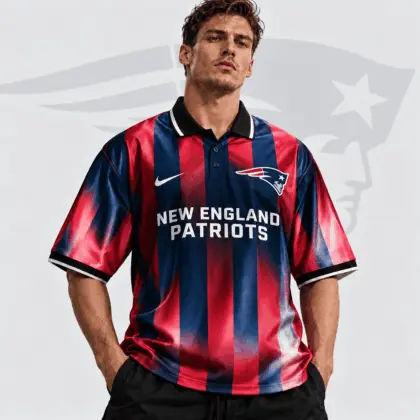 New England Patriots | Premium NFL Team Crest Vertical Stripe Retro Performance Polo Jersey NDN