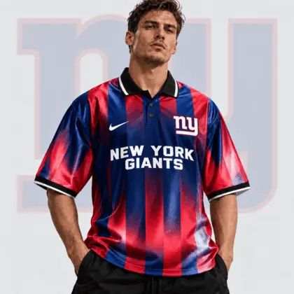 New York Giants | Premium NFL Team Crest Vertical Stripe Retro Performance Polo Jersey NDN