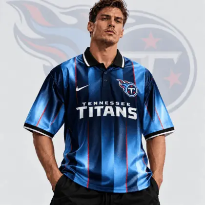 Tennessee Titans | Premium NFL Team Crest Vertical Stripe Retro Performance Polo Jersey NDN