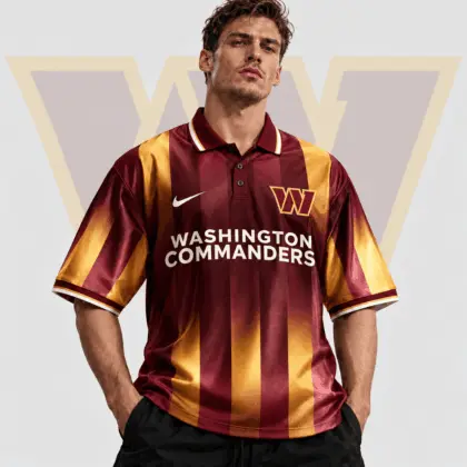 Washington Commanders | Premium NFL Team Crest Vertical Stripe Retro Performance Polo Jersey NDN