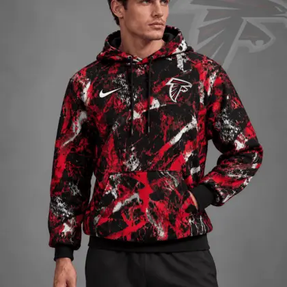Atlanta Falcons | Premium NFL Team Crest Distressed Brush Camo Pullover Hoodie NDN