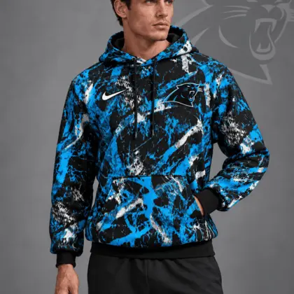 Carolina Panthers | Premium NFL Team Crest Distressed Brush Camo Pullover Hoodie NDN