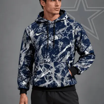 Dallas Cowboys | Premium NFL Team Crest Distressed Brush Camo Pullover Hoodie NDN