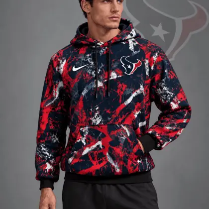 Houston Texans | Premium NFL Team Crest Distressed Brush Camo Pullover Hoodie NDN