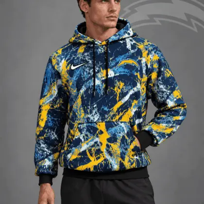 Los Angeles Chargers | Premium NFL Team Crest Distressed Brush Camo Pullover Hoodie NDN