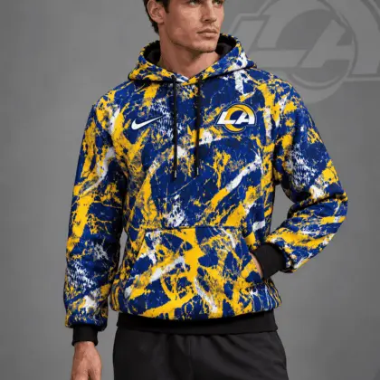 Los Angeles Rams | Premium NFL Team Crest Distressed Brush Camo Pullover Hoodie NDN