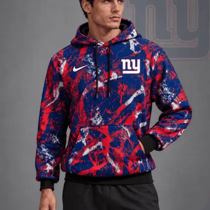 New York Giants | Premium NFL Team Crest Distressed Brush Camo Pullover Hoodie NDN