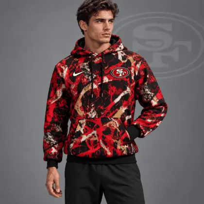 San Francisco 49ers | Premium NFL Team Crest Distressed Brush Camo Pullover Hoodie NDN