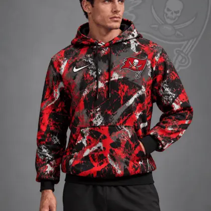 Tampa Bay Buccaneers | Premium NFL Team Crest Distressed Brush Camo Pullover Hoodie NDN