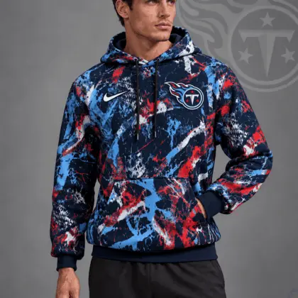 Tennessee Titans | Premium NFL Team Crest Distressed Brush Camo Pullover Hoodie NDN