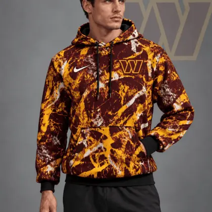 Washington Commanders | Premium NFL Team Crest Distressed Brush Camo Pullover Hoodie NDN