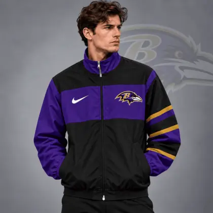 Baltimore Ravens | Premium NFL Team Crest Color Block Full Zip Track Jacket NDN