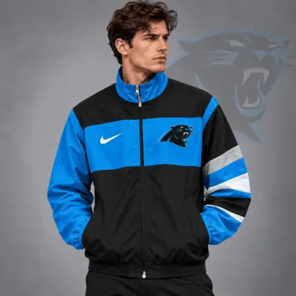 Carolina Panthers | Premium NFL Team Crest Color Block Full Zip Track Jacket NDN