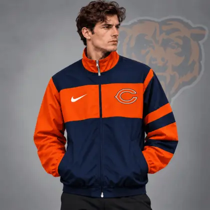 Chicago Bears | Premium NFL Team Crest Color Block Full Zip Track Jacket NDN