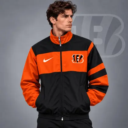 Cincinnati Bengals | Premium NFL Team Crest Color Block Full Zip Track Jacket NDN