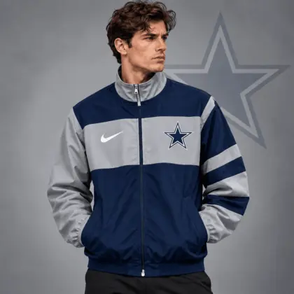 Dallas Cowboys | Premium NFL Team Crest Color Block Full Zip Track Jacket NDN