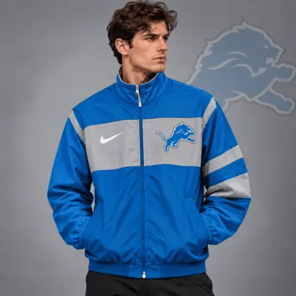 Detroit Lions | Premium NFL Team Crest Color Block Full Zip Track Jacket NDN