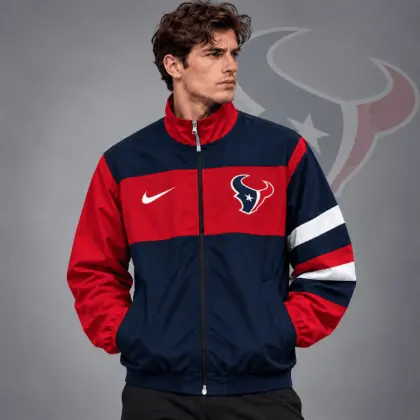 Houston Texans | Premium NFL Team Crest Color Block Full Zip Track Jacket NDN