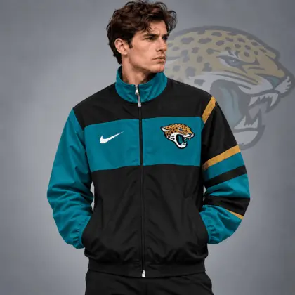 Jacksonville Jaguars | Premium NFL Team Crest Color Block Full Zip Track Jacket NDN