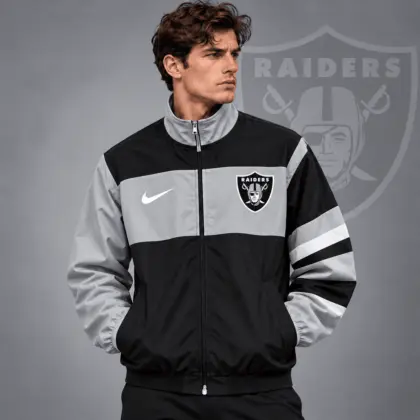 Las Vegas Raiders | Premium NFL Team Crest Color Block Full Zip Track Jacket NDN