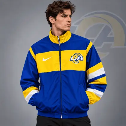 Los Angeles Rams | Premium NFL Team Crest Color Block Full Zip Track Jacket NDN
