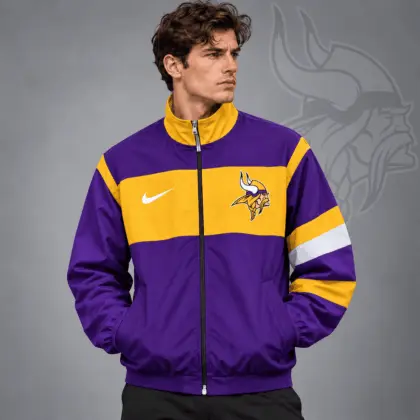 Minnesota Vikings | Premium NFL Team Crest Color Block Full Zip Track Jacket NDN