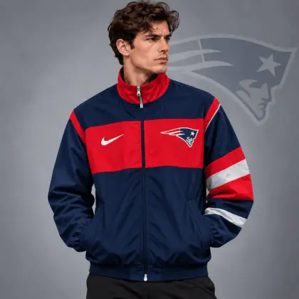 New England Patriots | Premium NFL Team Crest Color Block Full Zip Track Jacket NDN