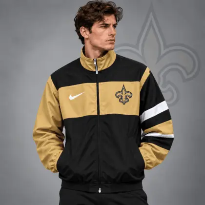 New Orleans Saints | Premium NFL Team Crest Color Block Full Zip Track Jacket NDN