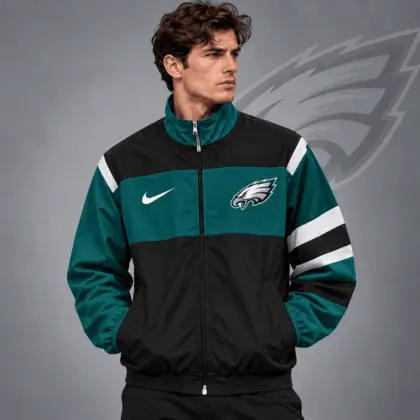 Philadelphia Eagles | Premium NFL Team Crest Color Block Full Zip Track Jacket NDN